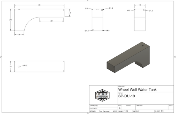 SP-DU-19 Gallon Wheel Well Water Tank - Image 6